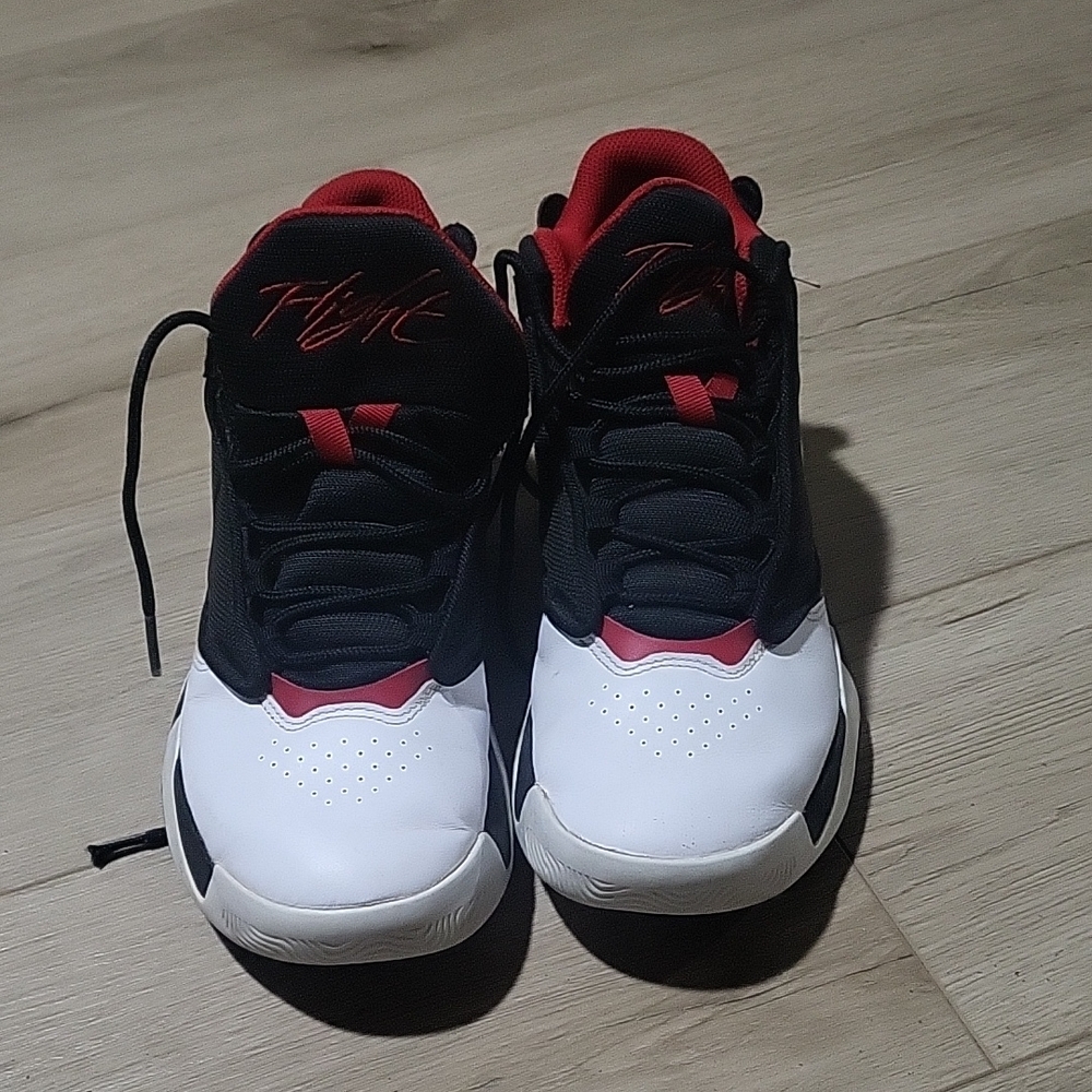 Black and White Sneakers with Red Accents